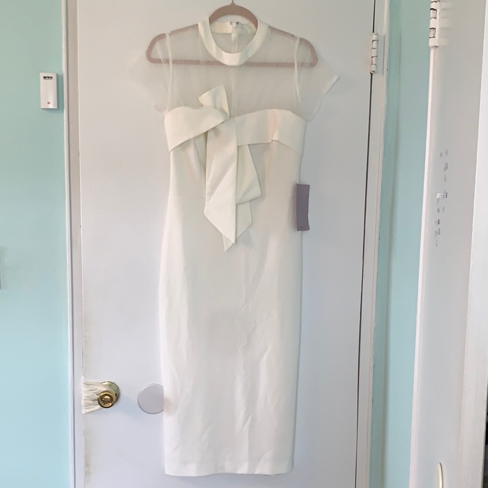 Elegant White Illusion Bow Dress